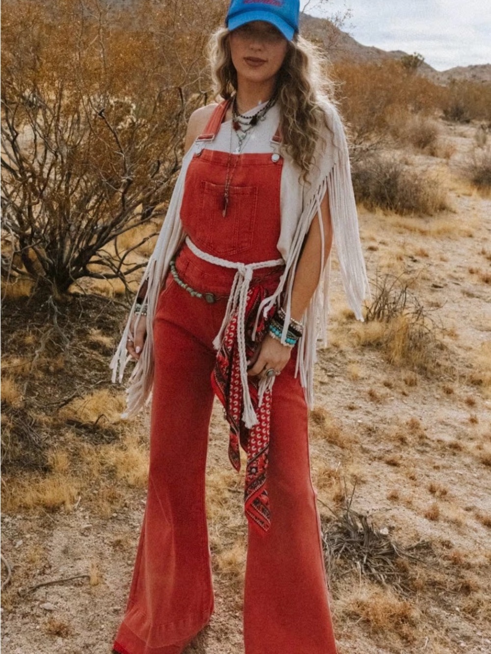 Annie Wear Red Super Flare Overalls